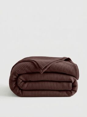 NWT Quince Organic Ribbed Cotton Coverlet, Twin, Espreeso
